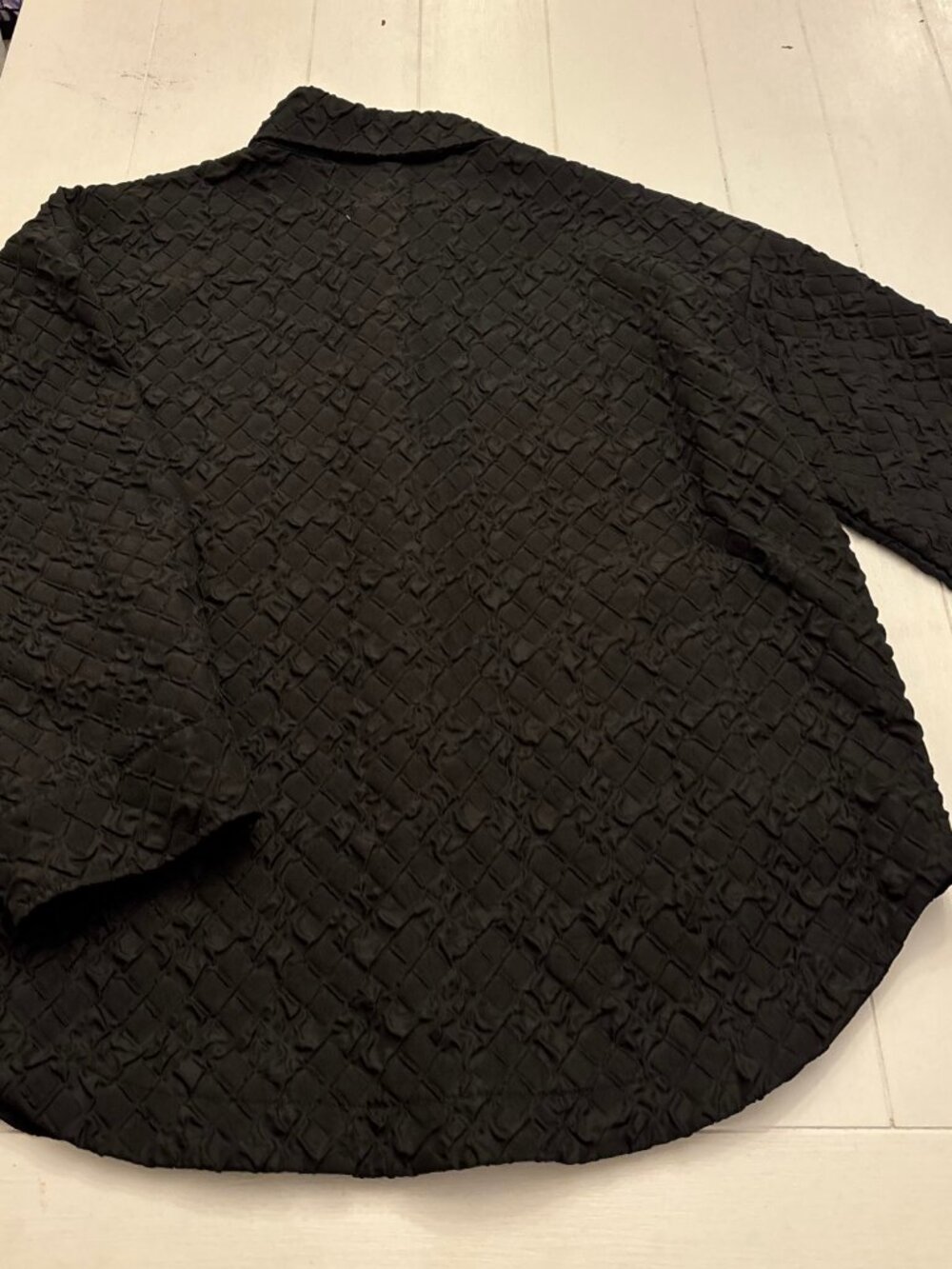 Grey Lab Los Angeles Black Textured Shacket Large Button Front Oversized Shirt - Picture 8 of 8